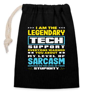 Legendärer Tech Support Sarkasmus IT Admin - Verschließbarer Geschenkbeutel aus Baumwolle (14x20cm) - Schwarz - Vorne