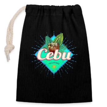 Cebu Insel Philippinen Kokosnuss Retro Souvenir - Verschließbarer Geschenkbeutel aus Baumwolle (14x20cm) - Schwarz - Vorne