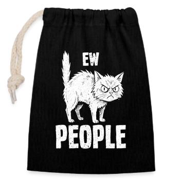 Beurk, les gens, amoureux des chats, humour félin, antisocial. - Sac cadeau en coton avec cordon (14 x 20 cm) - noir - Devant