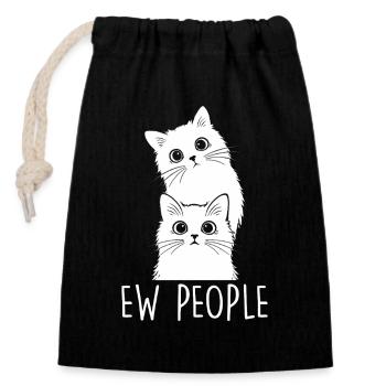 Beurk, les gens, amoureux des chats, humour félin, antisocial. - Sac cadeau en coton avec cordon (14 x 20 cm) - noir - Devant