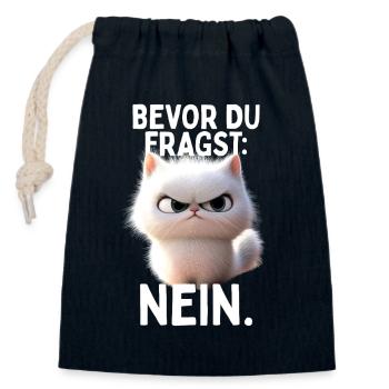 Bevor Du Fragst Nein Katze Morgenmuffel Nö Katzen - Verschließbarer Geschenkbeutel aus Baumwolle (14x20cm) - Navy - Vorne
