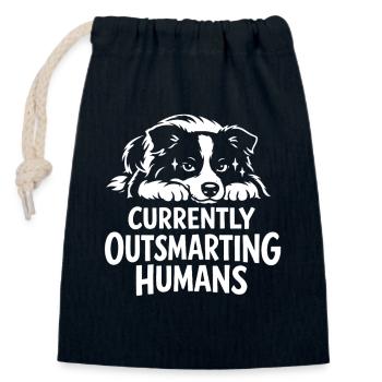 Schlauer als du | Border Collie Spruch - Verschließbarer Geschenkbeutel aus Baumwolle (14x20cm) - Navy - Vorne