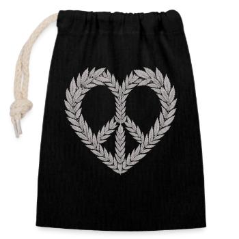 Cannabis Heart Shirt – Hemp Leaf Love - Closable cotton gift bag (14x20cm) - black - Front