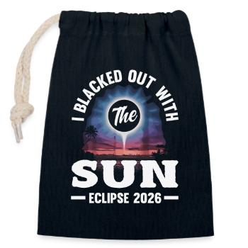 Solar eclipse 2026, August 12 - Closable cotton gift bag (14x20cm) - navy - Front