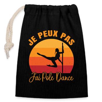 Je Peux Pas J’ai Pole Dance Danse Fitness Humour - Sac cadeau en coton avec cordon (14 x 20 cm) - noir - Devant