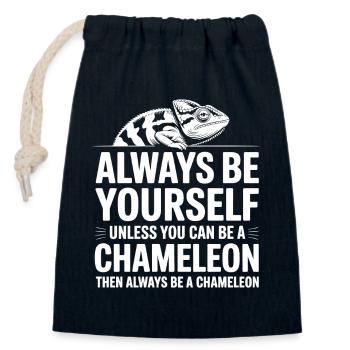 Don des Drôles Caméléons Drôles de Expressions Caméléon - Sac cadeau en coton avec cordon (14 x 20 cm) - bleu marine - Devant
