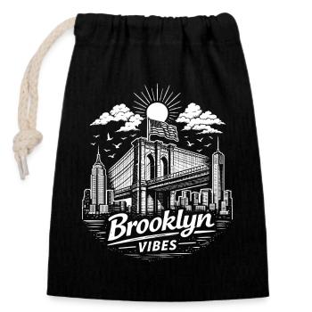 Brooklyn Vibes New York City Urban Skyline - Closable cotton gift bag (14x20cm) - black - Front