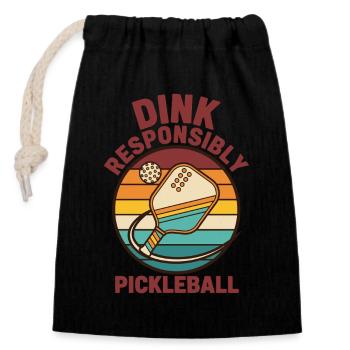 Pickleball Dink Joueur responsable drôle de cornichon - Sac cadeau en coton avec cordon (14 x 20 cm) - noir - Devant