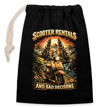 Location de scooters de voyage à Bali et mauvaises décisions - Sac cadeau en coton avec cordon (14 x 20 cm) - noir - Devant