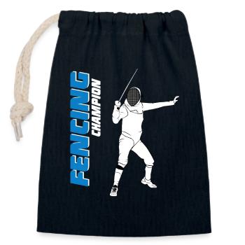 Fencing - Fechten - Fechter - Fechtkampf - Verschließbarer Geschenkbeutel aus Baumwolle (14x20cm) - Navy - Vorne
