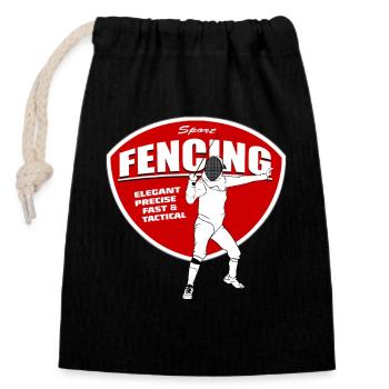 Fencing - Fechten - Fechter - Fechtkampf - Verschließbarer Geschenkbeutel aus Baumwolle (14x20cm) - Schwarz - Vorne