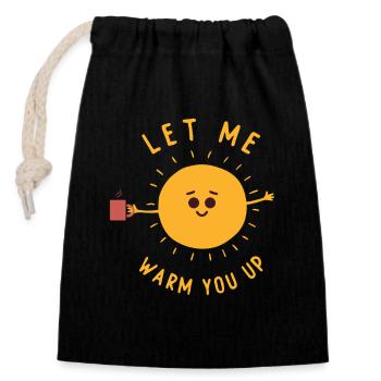 Cute Sun Cartoon Costume Sunshine Let Me Warm You - Closable cotton gift bag (14x20cm) - black - Front