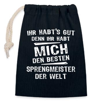 Sprengmeister - Verschließbarer Geschenkbeutel aus Baumwolle (14x20cm) - Navy - Vorne