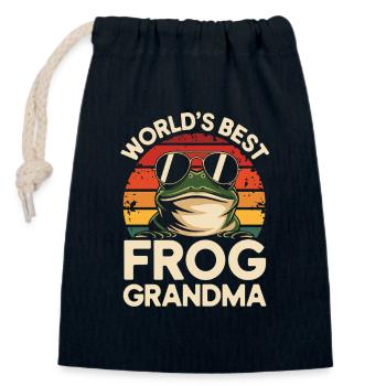 Worlds Best Frog Grandma Lustige Frosch Oma Retro - Verschließbarer Geschenkbeutel aus Baumwolle (14x20cm) - Navy - Vorne