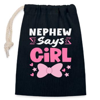 Neveu dit que la fille a révélé le sexe - Sac cadeau en coton avec cordon (14 x 20 cm) - bleu marine - Devant
