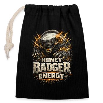 Honigdachs Honey Badger Energy Tier - Closable cotton gift bag (14x20cm) - black - Front