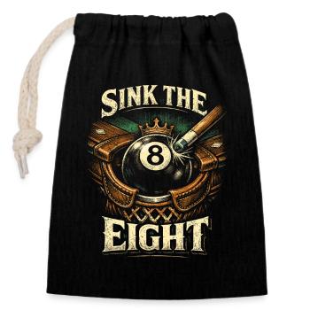 8-Ball Billard Sink The Eight - Verschließbarer Geschenkbeutel aus Baumwolle (14x20cm) - Schwarz - Vorne