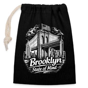 Brooklyn State of Mind Bridge New York NYC - Closable cotton gift bag (14x20cm) - black - Front