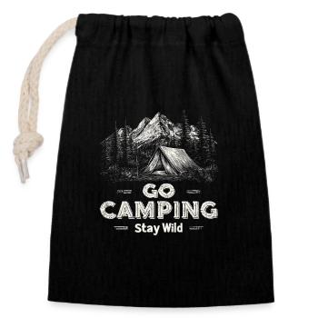 Camping Abenteuer Spruch Go Camping Stay Wild Camp - Verschließbarer Geschenkbeutel aus Baumwolle (14x20cm) - Schwarz - Vorne