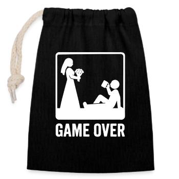 Game Over Hochzeit – Lustiges Brautpaar - Verschließbarer Geschenkbeutel aus Baumwolle (14x20cm) - Schwarz - Vorne