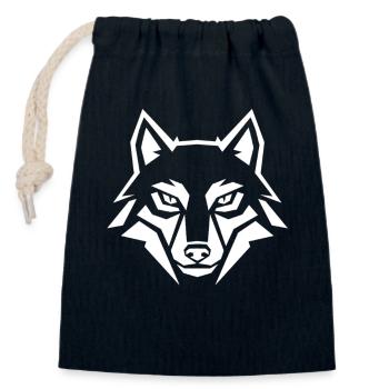 Geometric Wolf Head – Tribal Animal - Closable cotton gift bag (14x20cm) - navy - Front