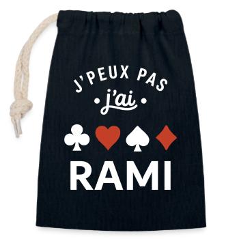 rami - Sac cadeau en coton avec cordon (14 x 20 cm) - bleu marine - Devant