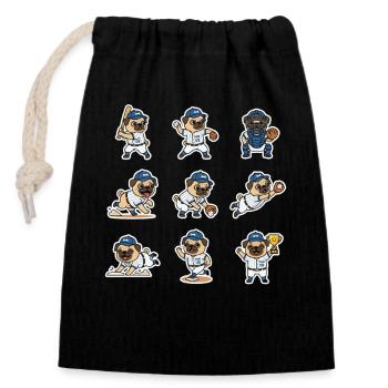 Suesser Mops Baseball Spieler Lustiger Hund Sport - Verschließbarer Geschenkbeutel aus Baumwolle (14x20cm) - Schwarz - Vorne