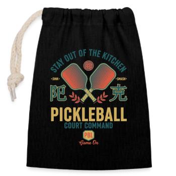 Pickleball Funny Player Kitchen Court Command - Closable cotton gift bag (14x20cm) - black - Front