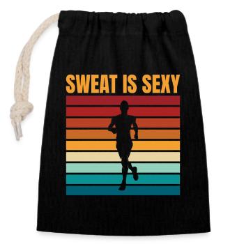 La sueur de la course à la course est un marathonien sexy - Sac cadeau en coton avec cordon (14 x 20 cm) - noir - Devant