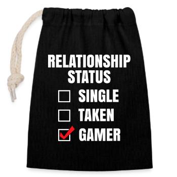 Beziehungsstatus: Gamer - Verschließbarer Geschenkbeutel aus Baumwolle (14x20cm) - Schwarz - Vorne