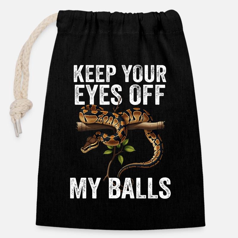 Königspython Schlangen Liebhaber Terrarium Python - Verschließbarer Geschenkbeutel aus Baumwolle (14x20cm) - Schwarz