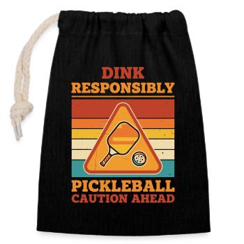 Pickleball Dink Prudent Prudent Drôle - Sac cadeau en coton avec cordon (14 x 20 cm) - noir - Devant