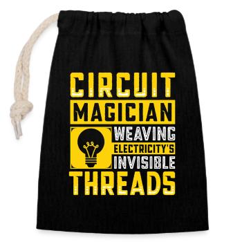 Electrician, Electronics Technician, Electrician - Closable cotton gift bag (14x20cm) - black - Front