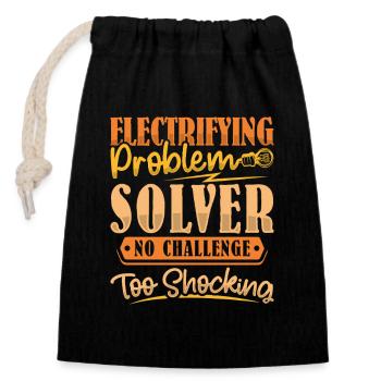 Elektriker Elektroniker Elektroinstallateur - Verschließbarer Geschenkbeutel aus Baumwolle (14x20cm) - Schwarz - Vorne