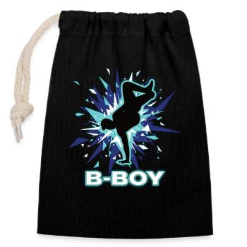 Breakdance B-Boy Streetdance Hip Hop - Verschließbarer Geschenkbeutel aus Baumwolle (14x20cm) - Schwarz - Vorne