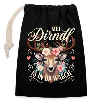 Trachtenshirt Damen Dirndl Shirt Trachten Outfit - Verschließbarer Geschenkbeutel aus Baumwolle (14x20cm) - Schwarz - Vorne