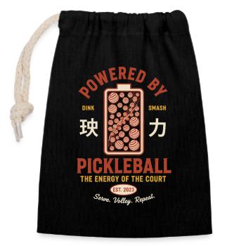 Les joueurs de pickleball adorent les raquettes sur le terrain de pickleball - Sac cadeau en coton avec cordon (14 x 20 cm) - noir - Devant