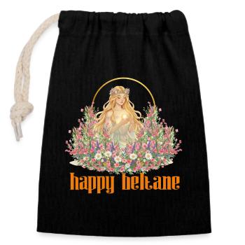 Fröhliche Beltane-Segnungen – Maifeierlichkeiten – heidnisch - Verschließbarer Geschenkbeutel aus Baumwolle (14x20cm) - Schwarz - Vorne