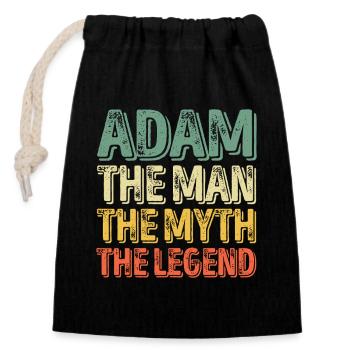 Adam: Der Mann, der Mythos, die Legende - Verschließbarer Geschenkbeutel aus Baumwolle (14x20cm) - Schwarz - Vorne