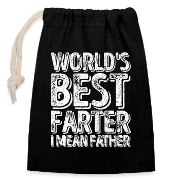 World's Best Farter I Mean Father - Closable cotton gift bag (14x20cm) - black - Front