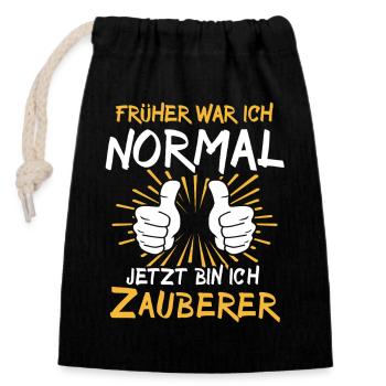 Zauberer Spruch - Verschließbarer Geschenkbeutel aus Baumwolle (14x20cm) - Schwarz - Vorne