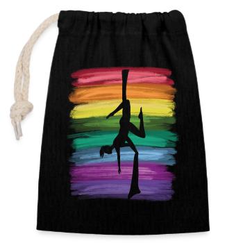 Tissu vertical Acrobaties aériennes vintage Soie aérienne - Sac cadeau en coton avec cordon (14 x 20 cm) - noir - Devant