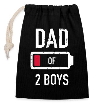 Père de deux garçons Battery - Sac cadeau en coton avec cordon (14 x 20 cm) - noir - Devant
