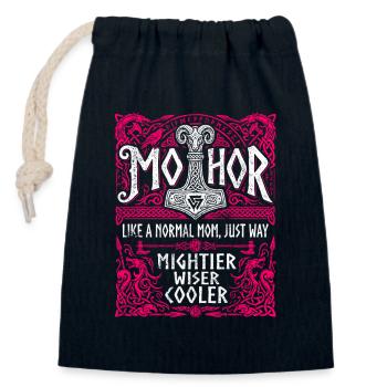 Mothor Wikinger Mutter Thor Hammer Spruch - Verschließbarer Geschenkbeutel aus Baumwolle (14x20cm) - Navy - Vorne