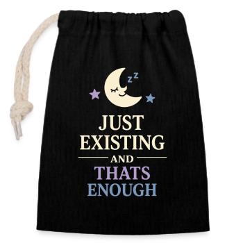 Existential humor, nihilism, humor, - Closable cotton gift bag (14x20cm) - black - Front