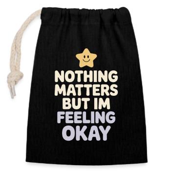 Existential humor, nihilism, humor, - Closable cotton gift bag (14x20cm) - black - Front
