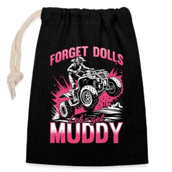 Quad ATV Femme Fille Quad Quad - Sac cadeau en coton avec cordon (14 x 20 cm) - noir - Devant