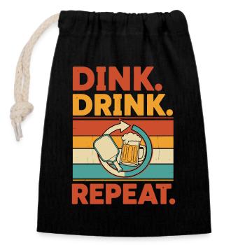 Pickleball Dink Drink Repeat Joueur drôle - Sac cadeau en coton avec cordon (14 x 20 cm) - noir - Devant