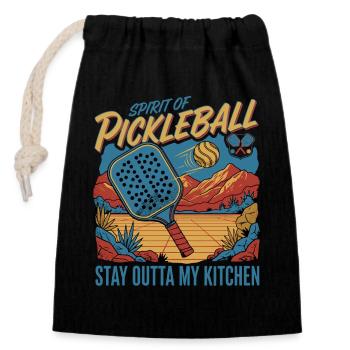 Pickleball-Geist von Pickleball Bleib mir raus - Verschließbarer Geschenkbeutel aus Baumwolle (14x20cm) - Schwarz - Vorne