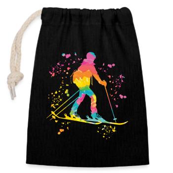 Ski alpin Sports d’hiver Ski de randonnée - Sac cadeau en coton avec cordon (14 x 20 cm) - noir - Devant